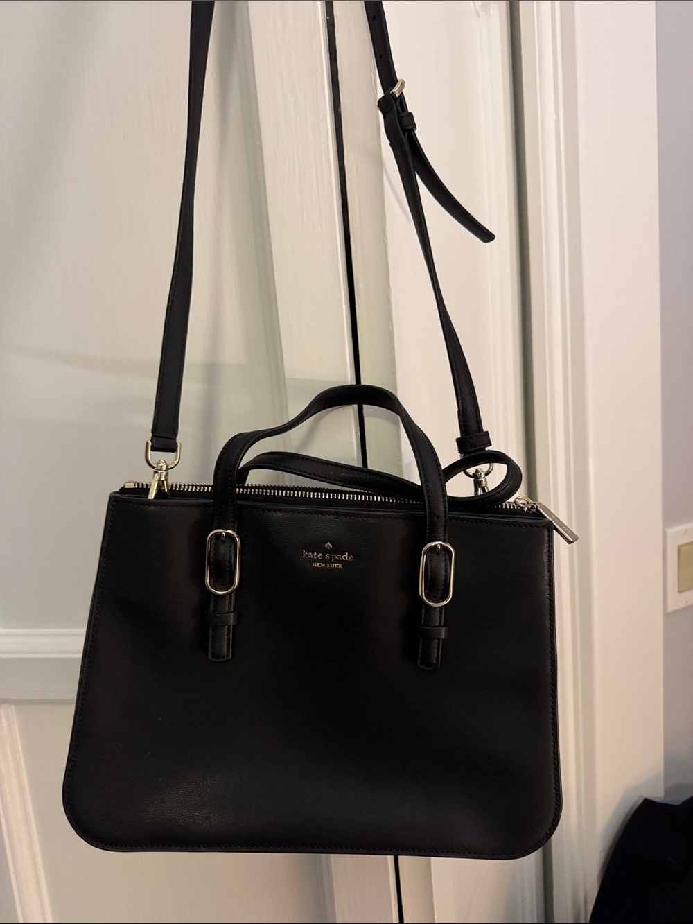 kate spade Black Leather Satchel with Gold Hardware